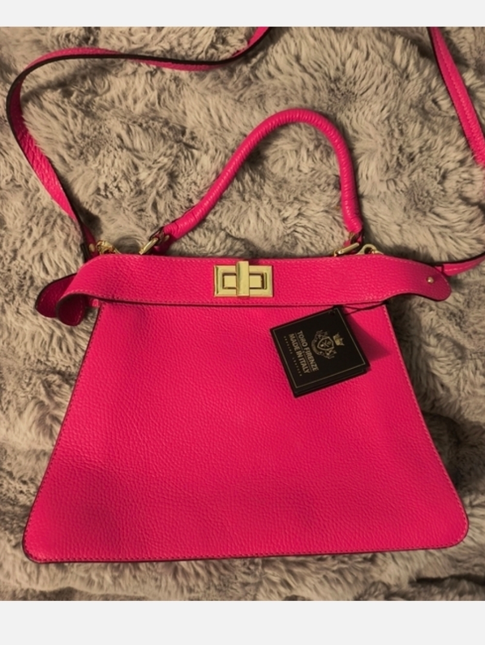 Toro Firenze Italian Double Compartment Leather Pink Bag